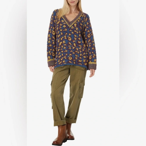 Free People Sweaters - Free PeopleWomen's Oversized Little Animal Pullover ( Fig Combo) Sweater Sz M